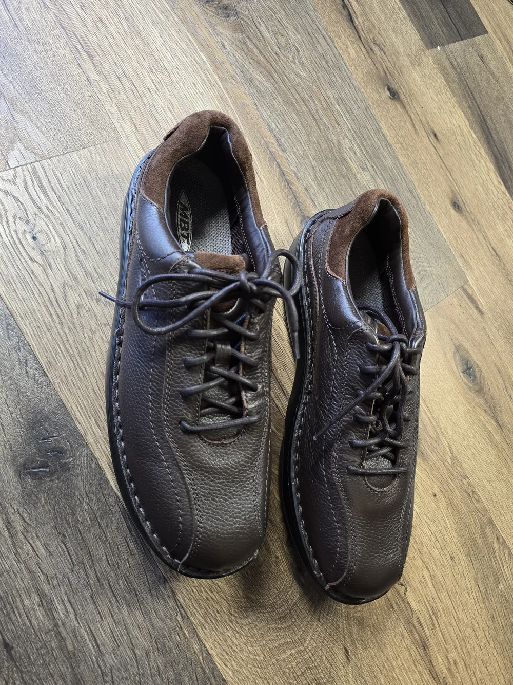 MBT Men's Leather Lace-Up Ajabu Oxford Rocker-Bottom Walking Shoes in Dark Brown